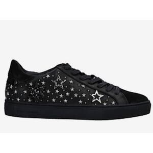Crime London Sneaker with black with silver stars size 6
